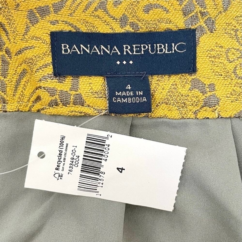 Banana Republic Mustard Lace Pattern Yellow Mini Skirt NWT - Picture 5 of 6